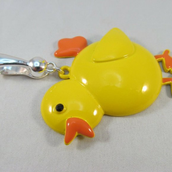 Yellow Enamel Duck Pendant Purse Chain Jewelry with Magnetic Closure Signed RMN - Picture 8 of 12